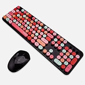 img 1 attached to 🌈 MOFii Wireless Keyboard and Mouse Combo - Full Size Colorful Typewriter-Inspired Design with Number Pad, Compatible with Windows/Laptop/PC Computers - Black Colorful