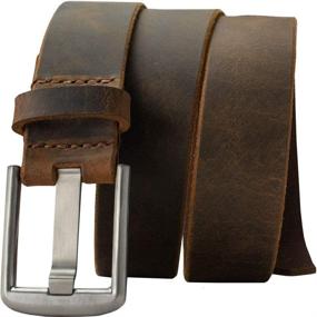 img 4 attached to Premium Titanium Wide Distressed Leather Belt: Stylish Men's Accessory for a Unique Edge