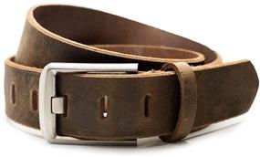 img 1 attached to Premium Titanium Wide Distressed Leather Belt: Stylish Men's Accessory for a Unique Edge