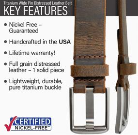 img 3 attached to Premium Titanium Wide Distressed Leather Belt: Stylish Men's Accessory for a Unique Edge