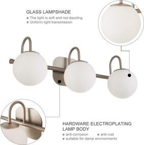 img 2 attached to Brushed Nickel Bathroom Vanity Light Fixtures 3 Lights Milk White Glass Globe Shade Modern Wall Sconce Lighting Bath Vanity Lights Bar Over Mirror (Exclude G9 Bulb)