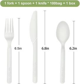 img 2 attached to 🌱 Premium Eco-friendly 7" CPLA Silverware Set, Combo Utensils, Forks Spoons Knives, 100 Sets - Heavy Duty Biodegradable Bio-based Non Plastic Cutlery