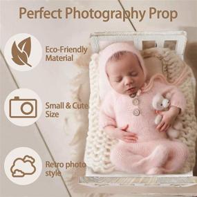 img 3 attached to 📷 Newborn Photography Prop Bed with Ripple Wrap and Hat - Posing Props Wooden Bed, White