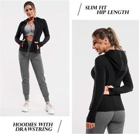 img 2 attached to 🏋️ TrainingGirl Full Zip Workout Sports Jacket for Women - Slim Fit Long Sleeve Yoga Track Hoodie with Thumb Hole - Lightweight Athletic Running Jacket