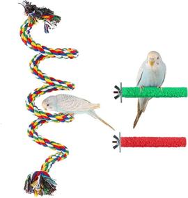img 4 attached to 🦜 LSSH GmbH Bird Perch, Rope Perch, Perch Stand, Cage Accessories, Toys Set for Parakeets, Cockatiels, Macaws, Lovebirds, Finches