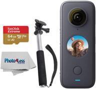 📷 action camera starter kit: insta360 one x2 pocket camera with sandisk 64gb extreme memory card and handheld monopod logo