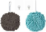 🧽 super absorbent chenille hand towels with hanging loop - 2 pack set for bathrooms and kitchens. quick dry microfiber hand towels in grey and blue - perfect for hand and bath use logo