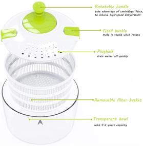 img 3 attached to HUJI Multifunctional Large Salad Spinner (4 Quarts) and Mandoline Set - 5 Blade 🥗 Slicer, Drainer, Tosser, Vegetable Dryer with Pouring Spout: The Ultimate Kitchen Tool for Fresh, Crispy Salads