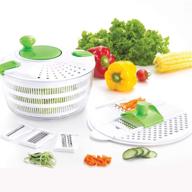 huji multifunctional large salad spinner (4 quarts) and mandoline set - 5 blade 🥗 slicer, drainer, tosser, vegetable dryer with pouring spout: the ultimate kitchen tool for fresh, crispy salads logo