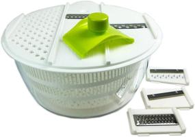 img 2 attached to HUJI Multifunctional Large Salad Spinner (4 Quarts) and Mandoline Set - 5 Blade 🥗 Slicer, Drainer, Tosser, Vegetable Dryer with Pouring Spout: The Ultimate Kitchen Tool for Fresh, Crispy Salads