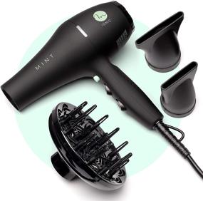 img 4 attached to 💨 BLACKBIRD Ionic Hair Blow Dryer with Diffuser by MINT: Professional Series, Whisper Quiet & Lightweight, 1875 Watts Salon-Grade Drying Power