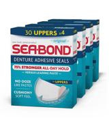 🦷 sea-bond secure denture adhesive seals, original upper, zinc-free, all-day hold, mess-free, 30 count (4 pack) logo