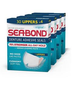 img 4 attached to 🦷 Sea-Bond Secure Denture Adhesive Seals, Original Upper, Zinc-Free, All-Day Hold, Mess-Free, 30 Count (4 Pack)
