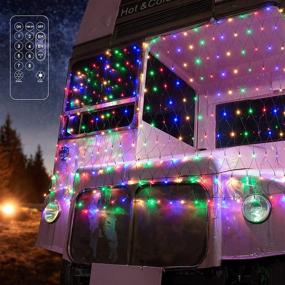 img 4 attached to 🎄 BrizLabs 360 LED Christmas Mesh Lights, 11.8ftx 4.9ft, Multicolor Bush Net Lights with Remote, 8 Modes for Trees-Wrap Xmas Lights, Connectable Plug in Mesh Lights for Outdoor Garden Fence, Green Wire