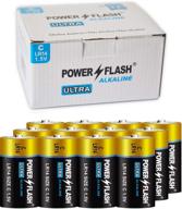 🔋 power flash c ultra alkaline batteries - 12 count family pack - ultra long lasting all purpose c battery with fresh date logo