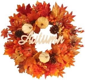 img 4 attached to 🍂 Fall Harvest 16" Wreath for Front Door, Autumn Home Decor for Walls, Porch, Windows - Suitable for Indoor/Outdoor, Holiday Parties, Weddings, Thanksgiving, Christmas Decorations