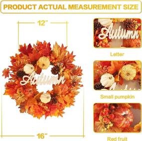 img 3 attached to 🍂 Fall Harvest 16" Wreath for Front Door, Autumn Home Decor for Walls, Porch, Windows - Suitable for Indoor/Outdoor, Holiday Parties, Weddings, Thanksgiving, Christmas Decorations