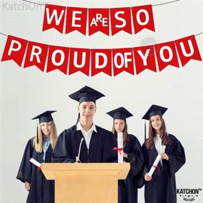 img 2 attached to 🎓 Felt 'We Are So Proud of You' Banner - 10ft No-DIY, Red & White Nurse Graduation Decorations - 2021 Red Graduation Party Supplies for High School & College