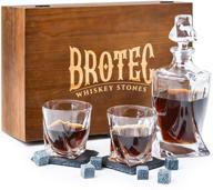 🥃 whiskey decanter set: 2 low-ball crystal glasses, whiskey stones, coasters, wood storage - ideal bar accessories & gift for men, old fashioned tumblers, bourbon glassware logo