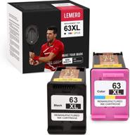 🖨️ high-quality lemero remanufactured ink cartridge for hp 63xl: compatible with envy 4520, officejet 3830, and more (1 black, 1 tri-color) logo