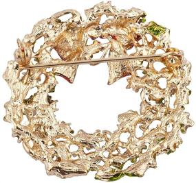img 2 attached to 🎄 LUX ACCESSORIES Gold-Tone Crystal Wreath Christmas Holiday Brooch - Green and Red Xmas Theme