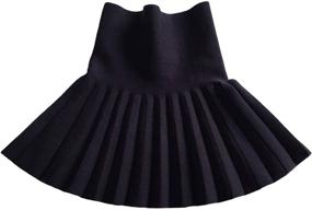 img 4 attached to Adorable Gooket Girls Mini Pleated Knitted Flared Skater Skirt: Toddler High Waist, Casual & Kawaii Tennis Skirt - Age 2-13Y