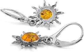 img 1 attached to 🌞 Sterling Silver Flaming Sun Leverback Earrings with Amber Accents