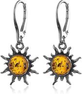 🌞 sterling silver flaming sun leverback earrings with amber accents logo