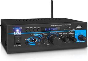 img 4 attached to Mini Dual Channel Mixer Sound Stereo Receiver Box - 2X40W Home Audio Power Amplifier System with RCA, USB, AUX, Headphone, Mic Input, LED - Ideal for PA, Theater, Home Entertainment, and Studio Use - Pyle PTAU23