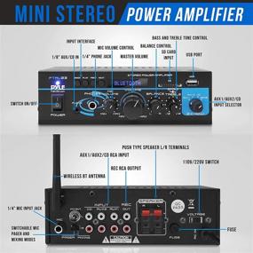 img 3 attached to Мини двухканальный микшер с звуковым стерео приемником - 2X40W домашняя аудио система усилителя мощности с RCA, USB, AUX, входами для наушников, микрофона, с подсветкой - идеально подходит для использования на вечеринках, в театрах, домашнем развлечении и студиях - Pyle PTAU23.