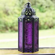 🏮 enhance your décor with vela lanterns' moroccan hanging candle lantern in medium size – perfect for patio, home decor, and weddings, indoor or outdoor use with purple glass logo