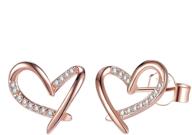 sparkling aoedej open heart stud earrings: 925 sterling silver with inlay cz stone – perfect for girls and women logo