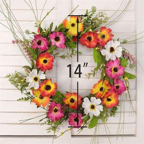 img 3 attached to Spring Door Wreath with Vibrant Red, Yellow, and White Flowers, Green Leaf Accents - Perfect for Front Door, Weddings, Walls, and Home Decor