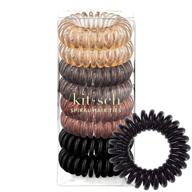 kitsch spiral hair ties - 8pcs brunette | no crease coil hair ties & phone cord ponytail coils logo