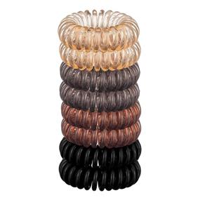 img 3 attached to Kitsch Spiral Hair Ties - 8pcs Brunette | No Crease Coil Hair Ties & Phone Cord Ponytail Coils
