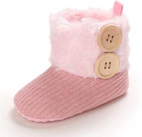 img 1 attached to 👶 Jonbaem Unisex Fleece Fur Knit Winter Warm Snow Boots Soft Sole Crib Shoes Booties for Newborn, Infant, and Toddler