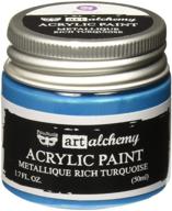 🎨 prima marketing finnabair art alchemy acrylic paint - metallique rich turquoise - 1.7 fl. oz: vibrant and metallic turquoise paint for stunning artwork logo