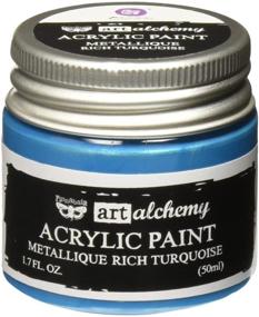 img 2 attached to 🎨 Prima Marketing Finnabair Art Alchemy Акриловая краска Metallique Rich Turquoise - 1,7 жидких унций: Яркая металлическая бирюзовая краска для потрясающих произведений искусства