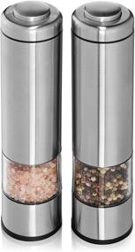 img 4 attached to 🧂 Arden's Crush Electric Salt and Pepper Mill Set - LED Light Electric Grinder – Stainless Steel with Ceramic Container and Bottom Caps – Adjustable Coarseness for Flawless Seasoning