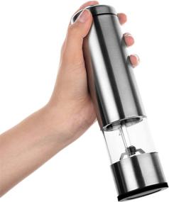 img 1 attached to 🧂 Arden's Crush Electric Salt and Pepper Mill Set - LED Light Electric Grinder – Stainless Steel with Ceramic Container and Bottom Caps – Adjustable Coarseness for Flawless Seasoning