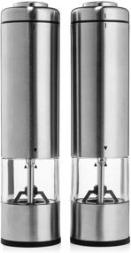 img 3 attached to 🧂 Arden's Crush Electric Salt and Pepper Mill Set - LED Light Electric Grinder – Stainless Steel with Ceramic Container and Bottom Caps – Adjustable Coarseness for Flawless Seasoning