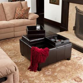 img 1 attached to 📦 Top-Rated Mason Leather Espresso Tray Top Storage Ottoman: A Bestseller for Organized Living!