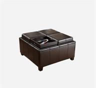 📦 top-rated mason leather espresso tray top storage ottoman: a bestseller for organized living! logo