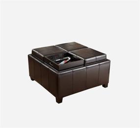 img 4 attached to 📦 Top-Rated Mason Leather Espresso Tray Top Storage Ottoman: A Bestseller for Organized Living!