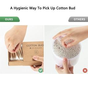 img 3 attached to 🌿 400 Bamboo Cotton Swabs with Eco-Friendly Packaging - Biodegradable Q-Tips for Ear Cleaning and Makeup Application - Wooden Stick Qtips by Kiemeu