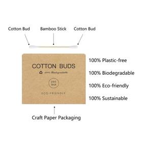 img 1 attached to 🌿 400 Bamboo Cotton Swabs with Eco-Friendly Packaging - Biodegradable Q-Tips for Ear Cleaning and Makeup Application - Wooden Stick Qtips by Kiemeu