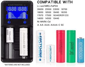 img 2 attached to 🔋 Fast & Smart Universal Battery Charger with LCD Display for Various Rechargeable Batteries - Ni-MH, Ni-Cd, AA, AAA, Li-ion, LiFePO4, IMR, 10440, 14500, 16340, 18650, RCR123, 26650, 18500, 17670 - Includes Car Adapter
