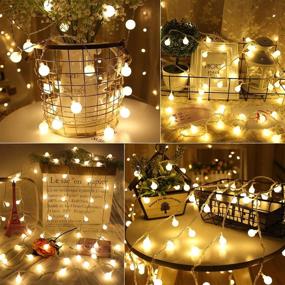 img 1 attached to 33ft 100 LED Mini Globe Fairy String Lights: Perfect Christmas Lights for Room & Snowflake Icicle String Lights with 7 Drops & 70 LEDs | Plug-in Operation