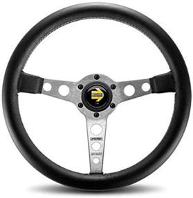 img 1 attached to 🔘 MOMO PRO35BK0S Prototipo Silver 350mm Genuine Leather Steering Wheel