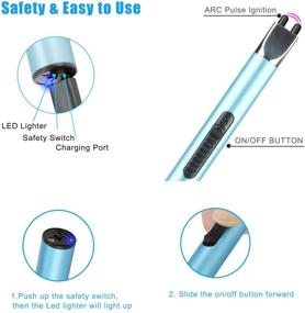 img 2 attached to USB Rechargeable Candle Lighter: Long Arc Flameless Lighter with Safe Button for Candle, BBQ Grill, Fireworks, Cooking - Blue & Rose Gold 2Pcs